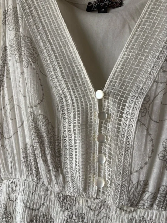 Boho White Sleeveless Maxi Dress Floral Abstract Print - Picture 3 of 7